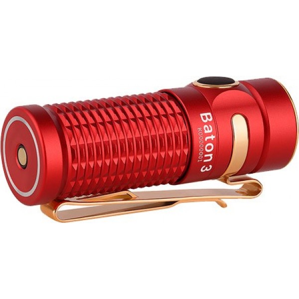 Ліхтар Olight Baton 3 Premium Red із зарядною станцією. червоний