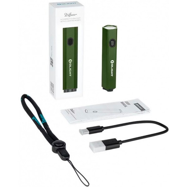 Ліхтар Olight Diffuse OD Green + Li-ion USB-акумулятор 14500
