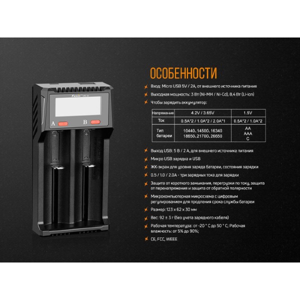 Зарядний пристрій Fenix ARE-D2 з функцією Power-bank