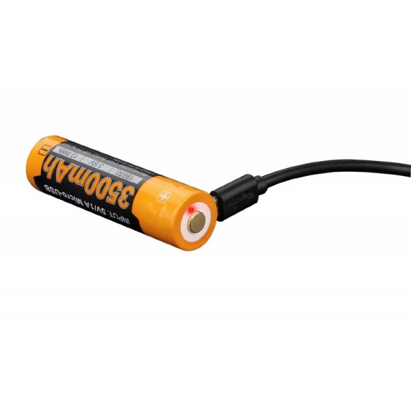 Акумулятор 18650 Fenix ARB-L18-3500U (3500 mAh), захищений, вбудований порт заряджання micro-USB