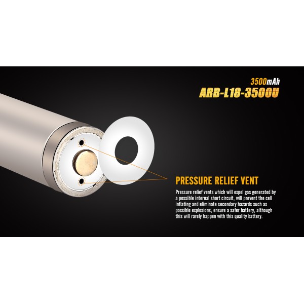 Акумулятор 18650 Fenix ARB-L18-3500U (3500 mAh), захищений, вбудований порт заряджання micro-USB