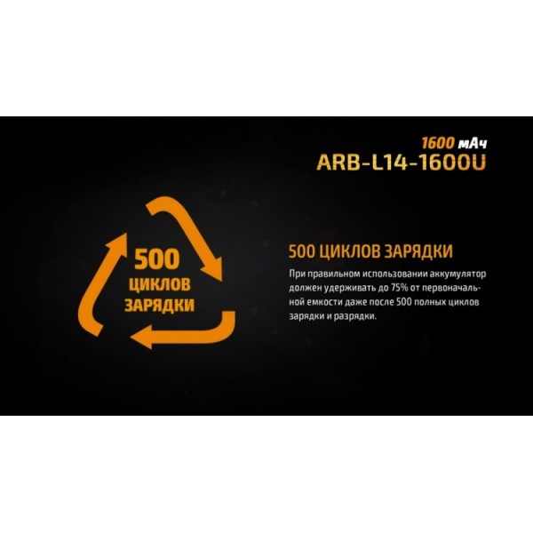 Акумулятор 14500 Fenix ARB-L14-1600U (1600 mAh), захищений, з роз'ємом мікро-USB