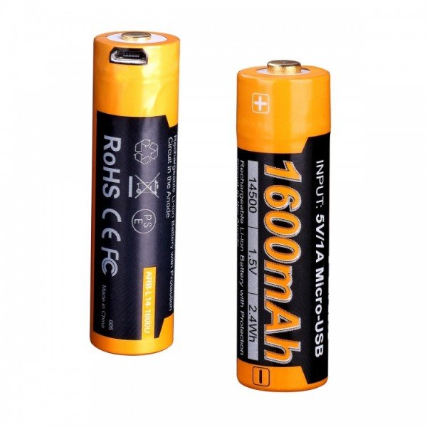 Акумулятор 14500 Fenix ARB-L14-1600U (1600 mAh), захищений, з роз'ємом мікро-USB