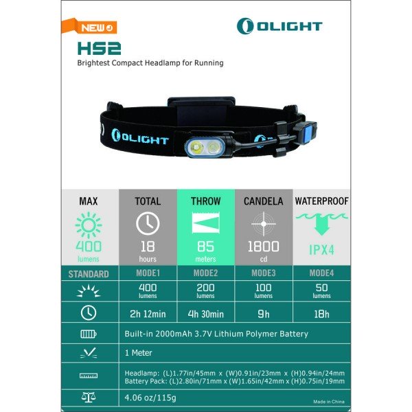 Налобний ліхтар Olight HS2